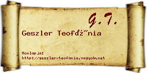 Geszler Teofánia névjegykártya